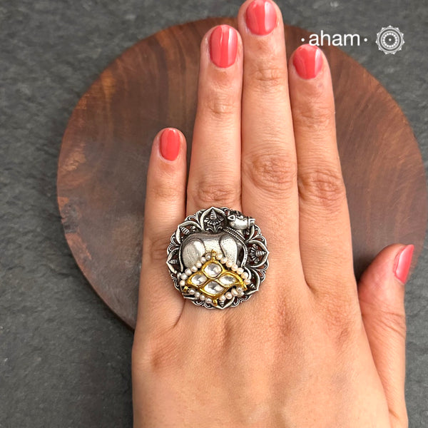 Noori Cow Two Tone Silver Ring