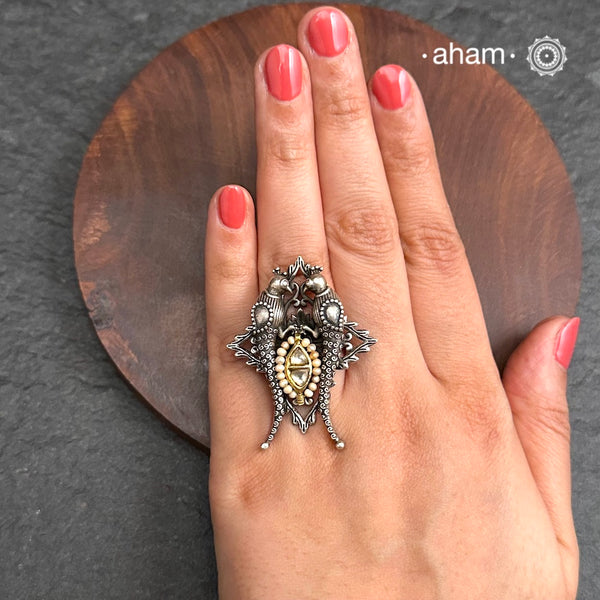 Noori Parrot Two Tone Silver Ring