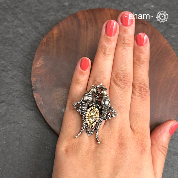 Noori Parrot Two Tone Silver Ring