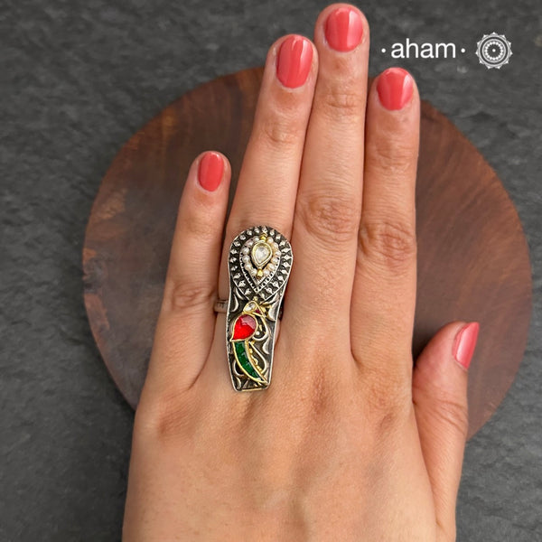 Noori Parrot Two Tone Silver Ring