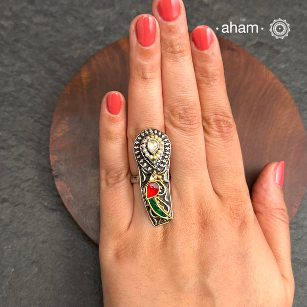 Noori Parrot Two Tone Silver Ring