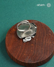 Noori two tone adjustable ring handcrafted in 92.5 sterling silver with hints of gold polish. Perfect to match your Indian or fusion outfit. 