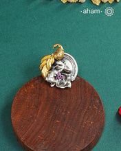 Noori two tone adjustable ring handcrafted in 92.5 sterling silver with hints of gold polish. Perfect to match your Indian or fusion outfit. 