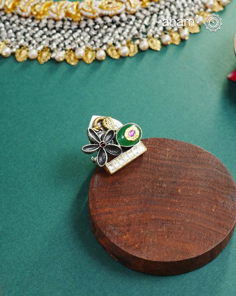 Noori Two Tone Peacock Silver Ring