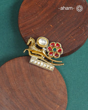 Noori two tone adjustable ring handcrafted in 92.5 sterling silver with hints of gold polish, and kundan work.  Perfect to match your Indian or fusion outfit. 