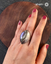 Ira ring crafted in 92.5 silver with statement Labradorite Stone.
