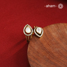 Moissanite gold polish adjustable ring handcrafted in silver with Stone. Perfect for special occasions and festivities.