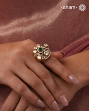 Moissanite Peacock Gold Polish Silver Ring