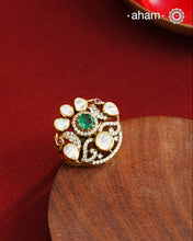 Moissanite Peacock Gold Polish Silver Ring