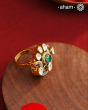 Moissanite Peacock Gold Polish Silver Ring