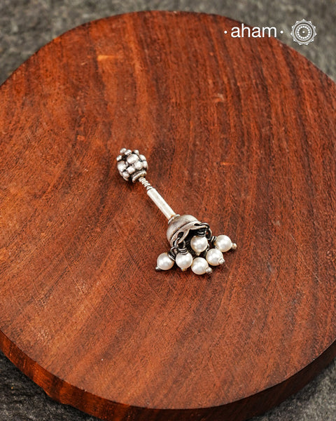 Pearl Jhumkie Silver Bugadi(Single Piece)