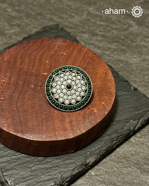 Big Green Stone Silver Wired Nosepin