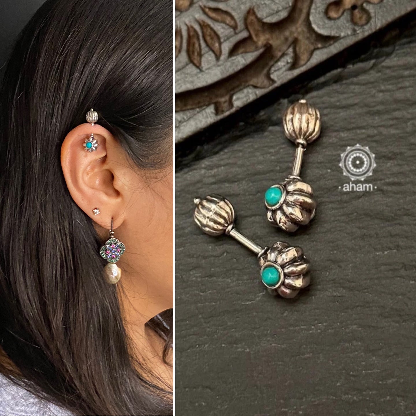 Gold flower earrings | GiB Jewels