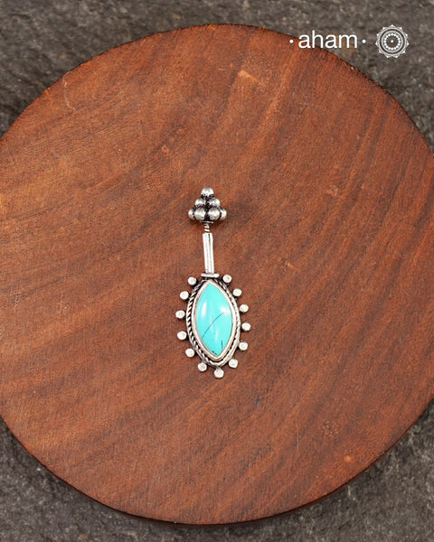 Turquoise Drop Silver Bugadi (Single Piece)