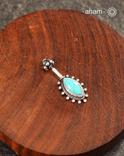 Turquoise Drop Silver Bugadi (Single Piece)