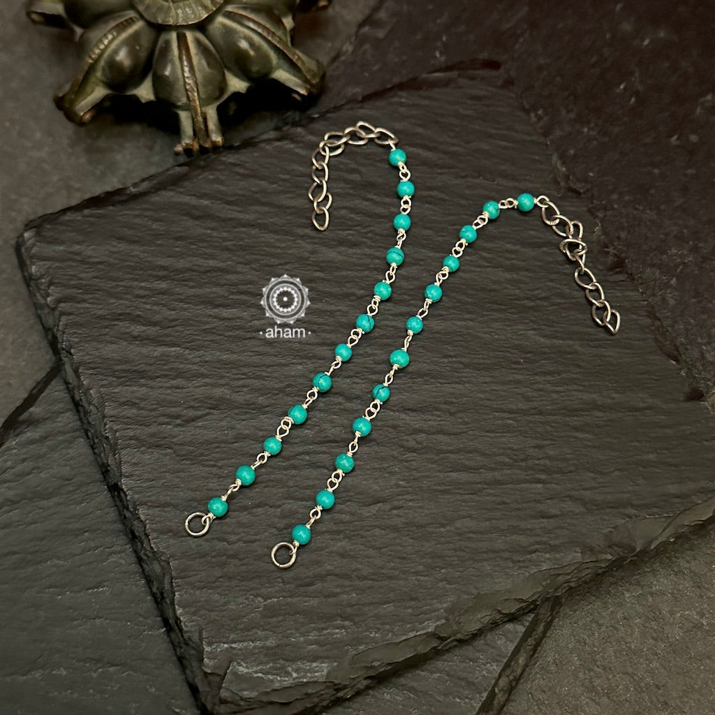 Turquoise Silver Ear Chain