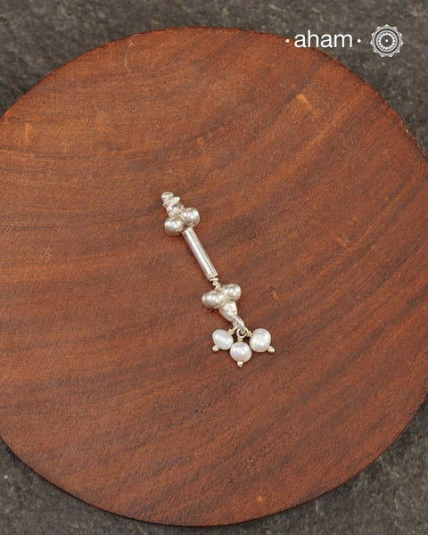 Single Plain Silver Bugadi with Pearls (Single Piece)