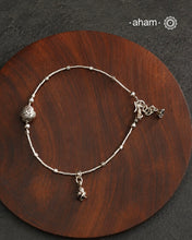 A.M P.M Charm Silver Anklet