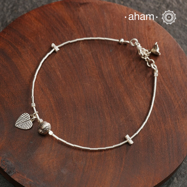 A.M P.M Charm Silver Anklet