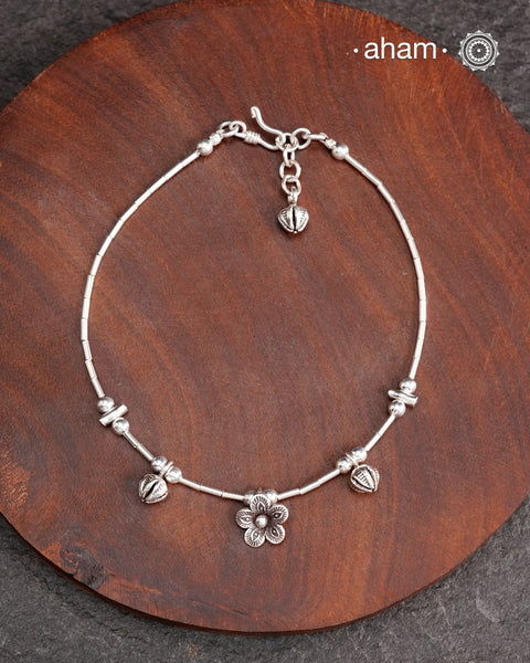 A.M P.M Charm Silver Anklets