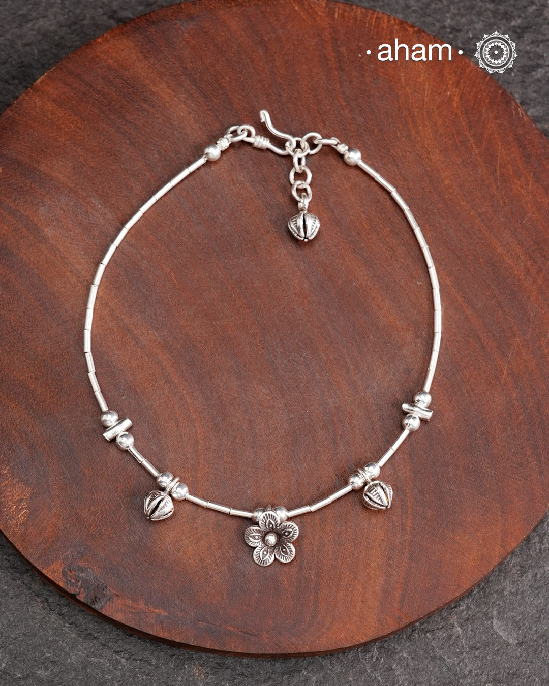 A.M P.M Charm Silver Anklets