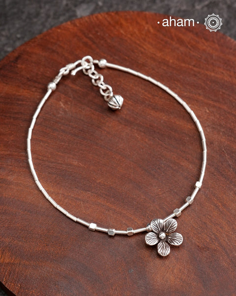 A.M P.M Charm Silver Anklets
