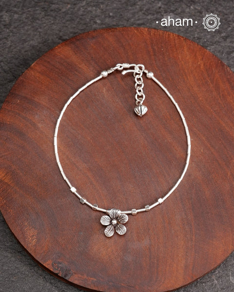 A.M P.M Charm Silver Anklets