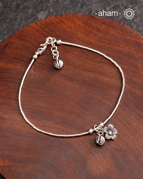A.M P.M Charm Silver Anklets