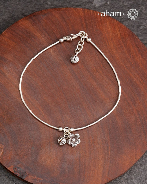 A.M P.M Charm Silver Anklets