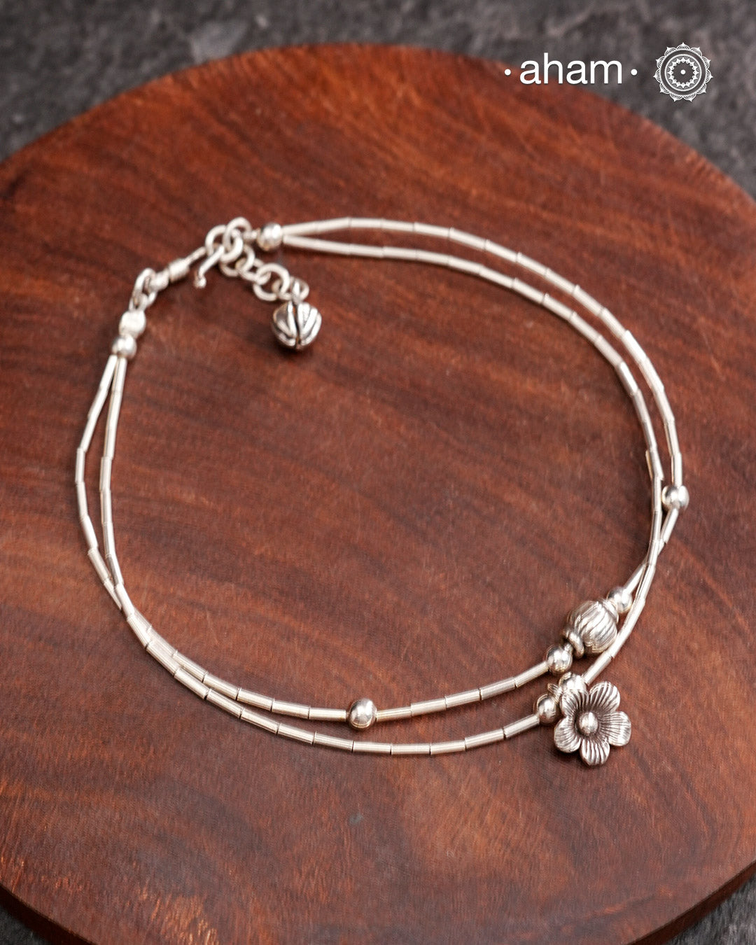 A.M P.M Charm Silver Anklets