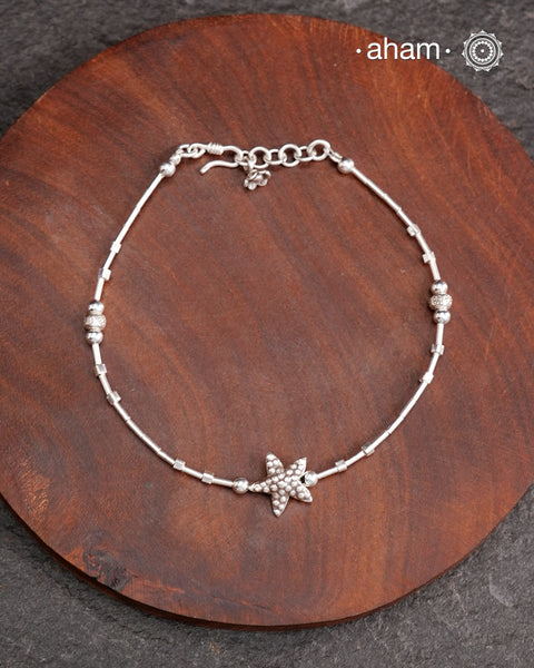 A.M P.M Charm Silver Anklets