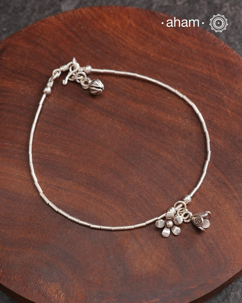 A.M P.M Charm Silver Anklets