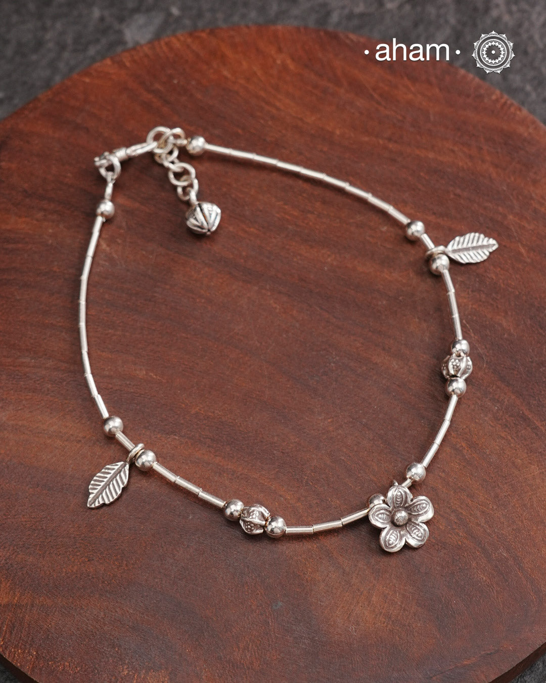 A.M P.M Charm Silver Anklets