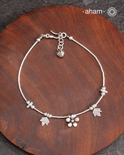 A.M P.M Charm Silver Anklets