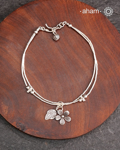 A.M P.M Charm Silver Anklets