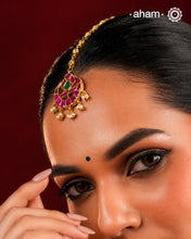 Pink Crescent Gold Polish Silver Maang Tikka