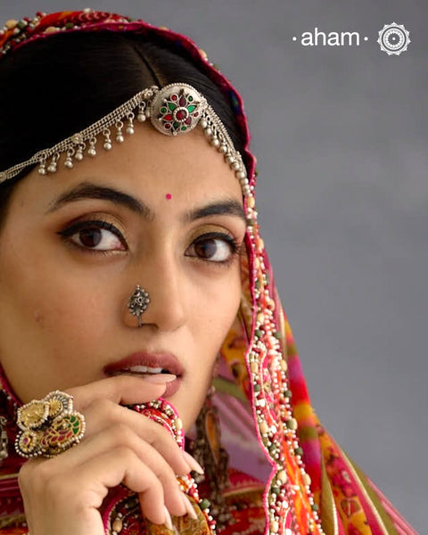 A traditional Silver Borla with mathapathi from Rajasthan.