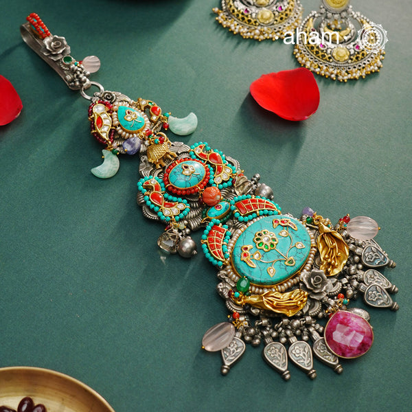 Noori Two Tone Peacock Silver Waist Key Ring