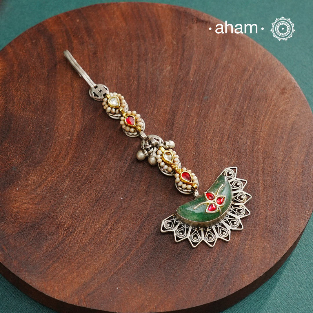 Noori Two Tone Silver Maang Tikka