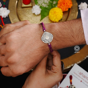 Purple Leaf Silver Rakhi