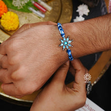 Blue Flower Silver Rakhi