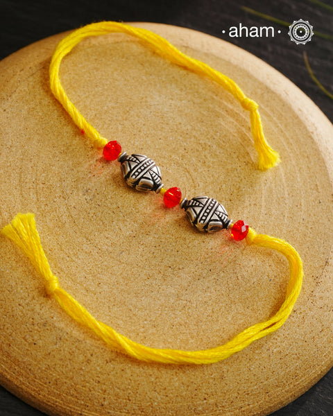 Silver Rakhi and Lumba Set