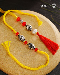 Silver Rakhi and Lumba Set