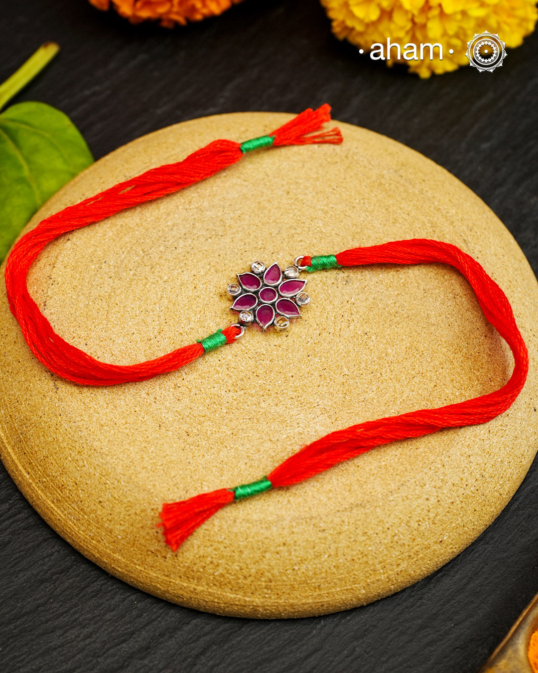 Zircon Flower Silver Rakhi