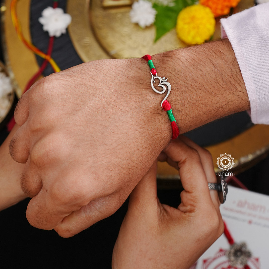 Om Handcrafted Silver Rakhi