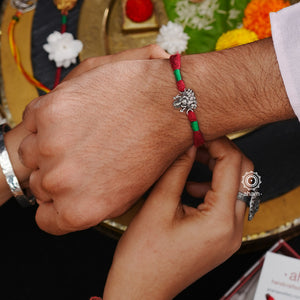 Ganesha Lotus Silver Rakhi