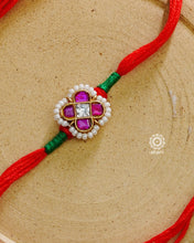 Beautiful Silver Rakhi. Make this Rakshabandhan Memorable with this handcrafted Rakhi for an ever-lasting Knot.Blessings of prosperity with Rakhi crafted in Silver Kundan work with cotton thread.