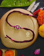 Beautiful Silver Rakhi. Make this Rakshabandhan Memorable with this handcrafted Rakhi for an ever-lasting Knot.Blessings of prosperity with Rakhi crafted in Silver Kundan work with cotton thread.