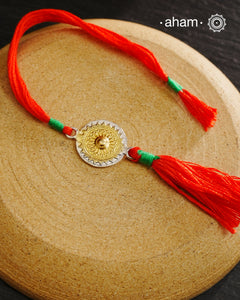 Surya Two Tone Silver Handcrafted Rakhi And Lumba Set