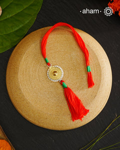 Surya Two Tone Silver Handcrafted Rakhi And Lumba Set